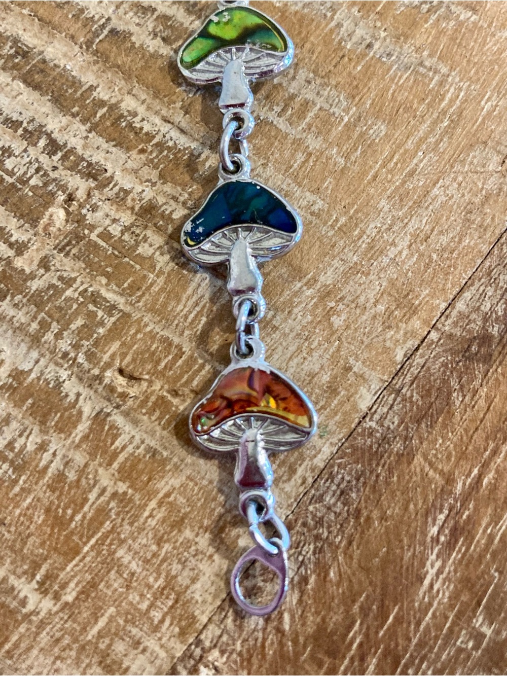 Y2K Mushroom Link Bracelet Silver Tone 7” Long - Picture 9 of 12